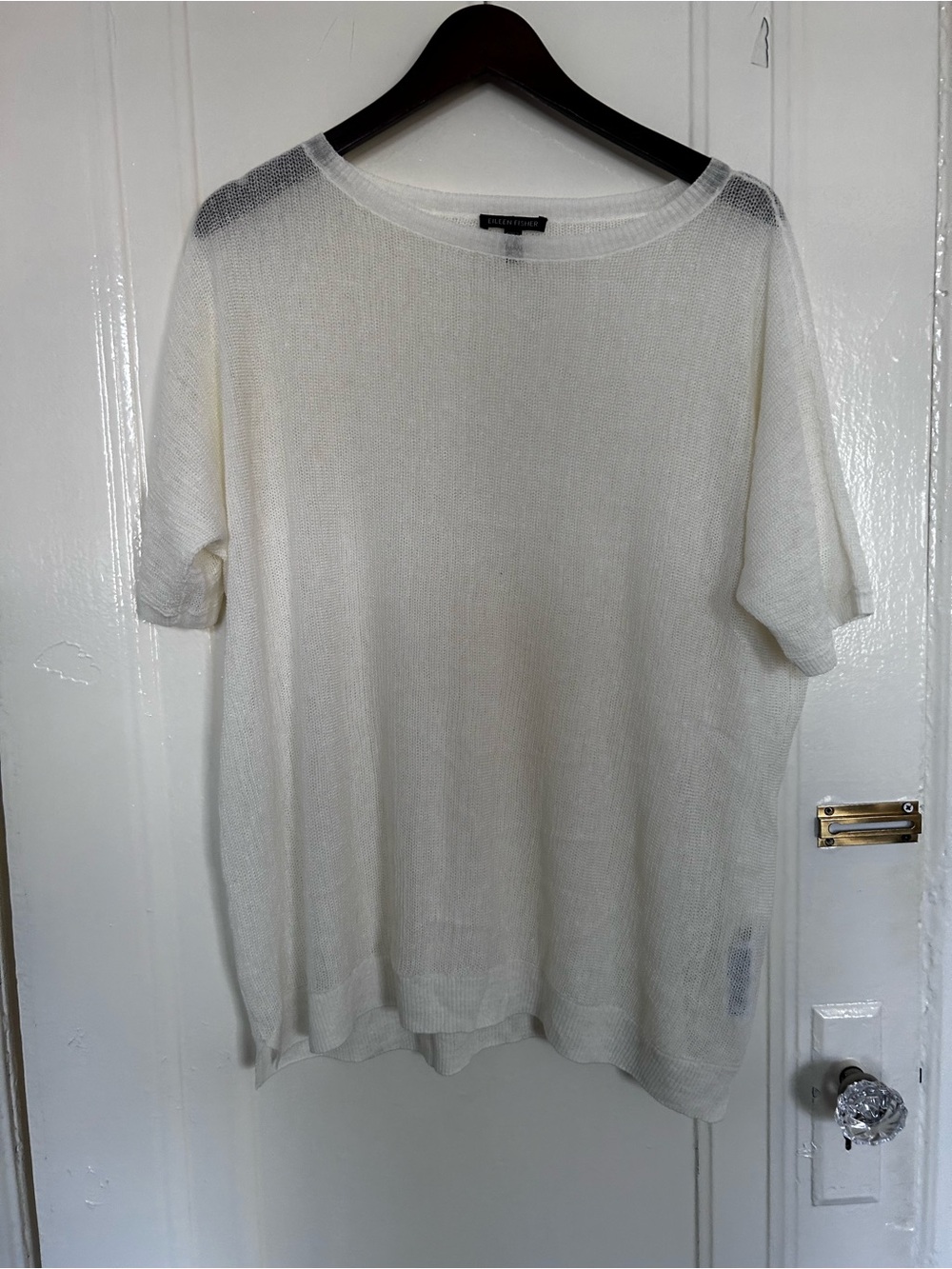 Eileen Fisher White Lightweight Short-Sleeve Knit Tee